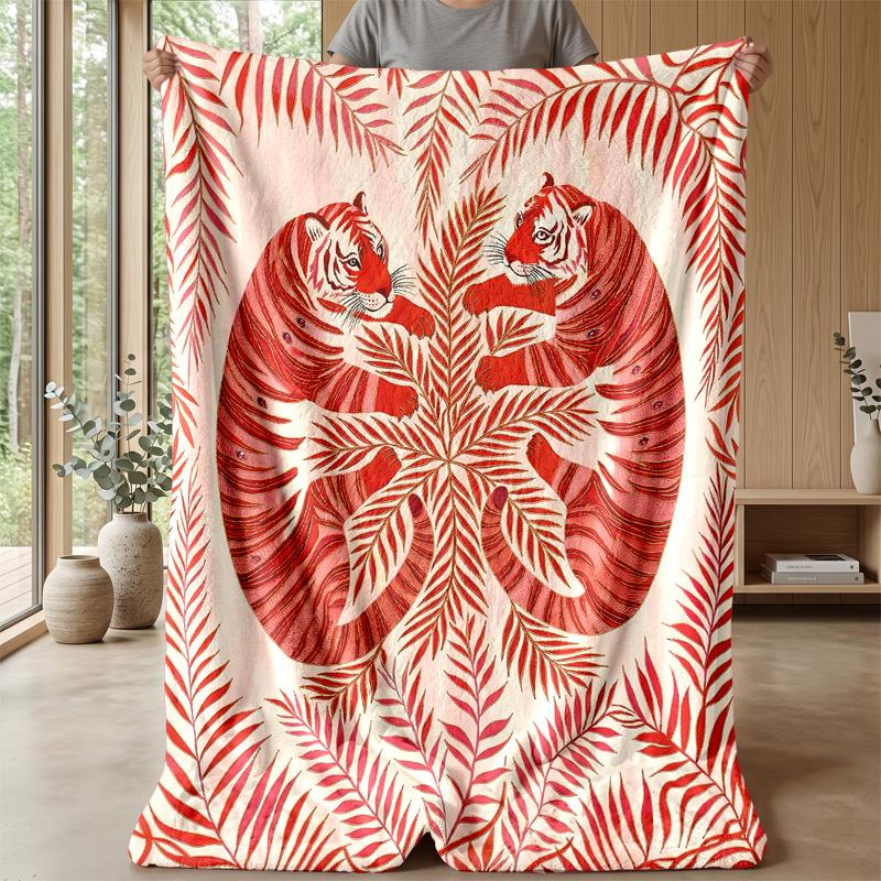 Tiger Family in Jungle 6 Theme blanket Lightweight Warm Flannel Blanket Decorative Throw Blanket for Home Decoration