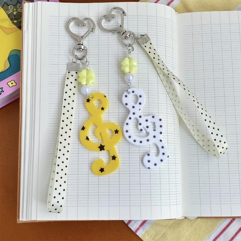 Decorative Keychain Charm Acrylic-Style Bag Charm Music Note Key Holder With Loop Strap and Playful Details for Everyday Carry