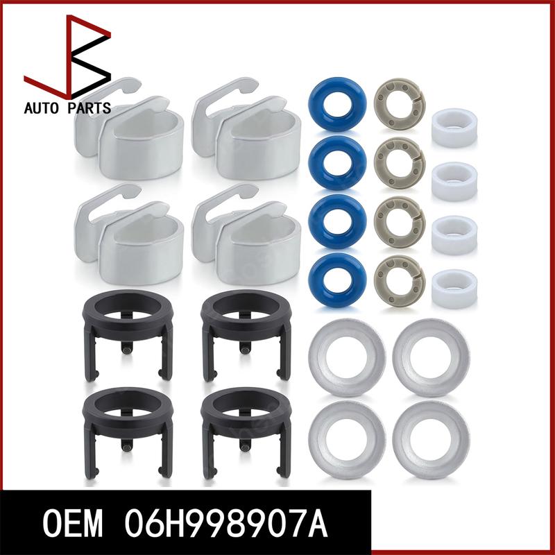 4 Set Fuel Injectors Seals Repair Kit OEM 06H998907A 06J133036B for Injector 06H906036E 06H906036H 06H906036G Golf GTI Tiguan