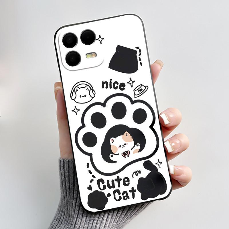 Case For T-Mobile REVVL 8 Pro 5G Lovely Cat Cartoon Soft Black Silicone Shockroof Back Cover For T Phone 3 Pro Cell Phone Cases