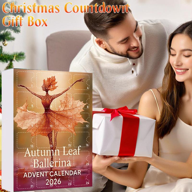 2026 Christmas Advent Calendar 24 Days Blind Box, Maple Leaf Girl Ballet Christmas Tree Ornaments, Holiday Decor