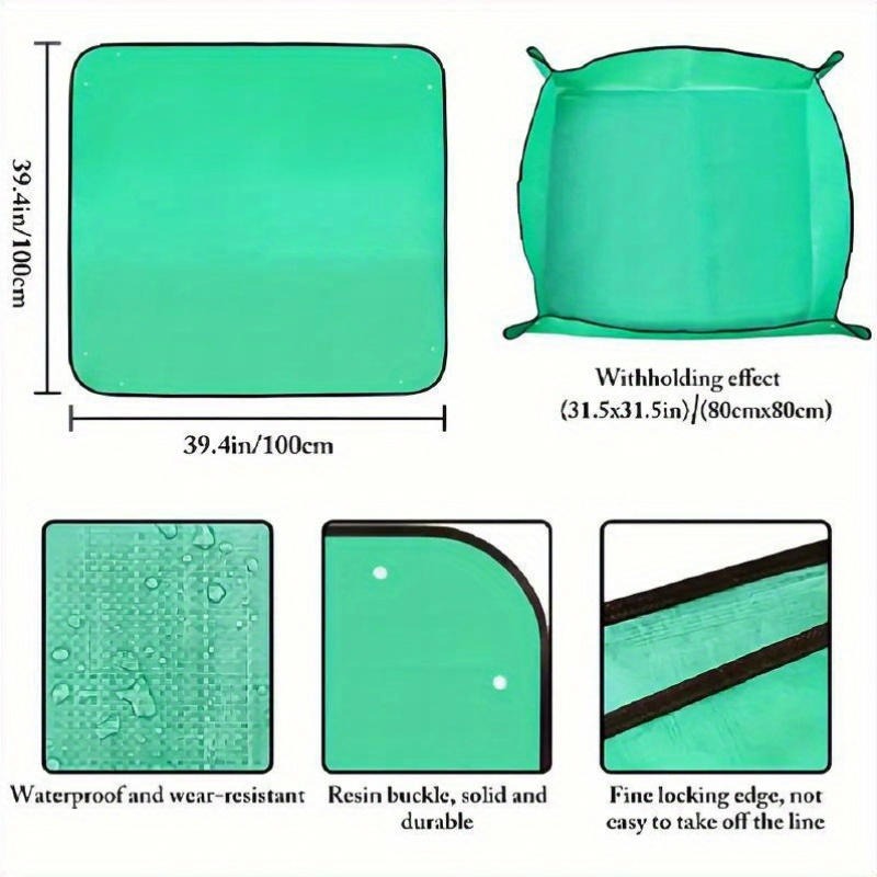 Indoor Green Plant Square Transplanting Potting Mat Foldable Waterproof Thickened Gardening Mat for Transplanting and Mess Control