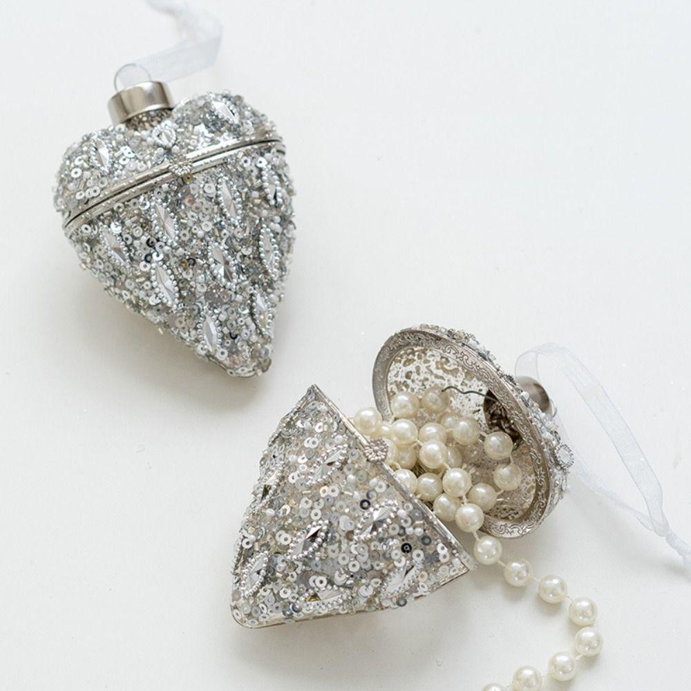 Счастливого Рождества Стеклянная подвеска в виде рождественской елки Серебристая снежинка Подвесное украшение Сияющий лось Рождественская подвеска Новый год