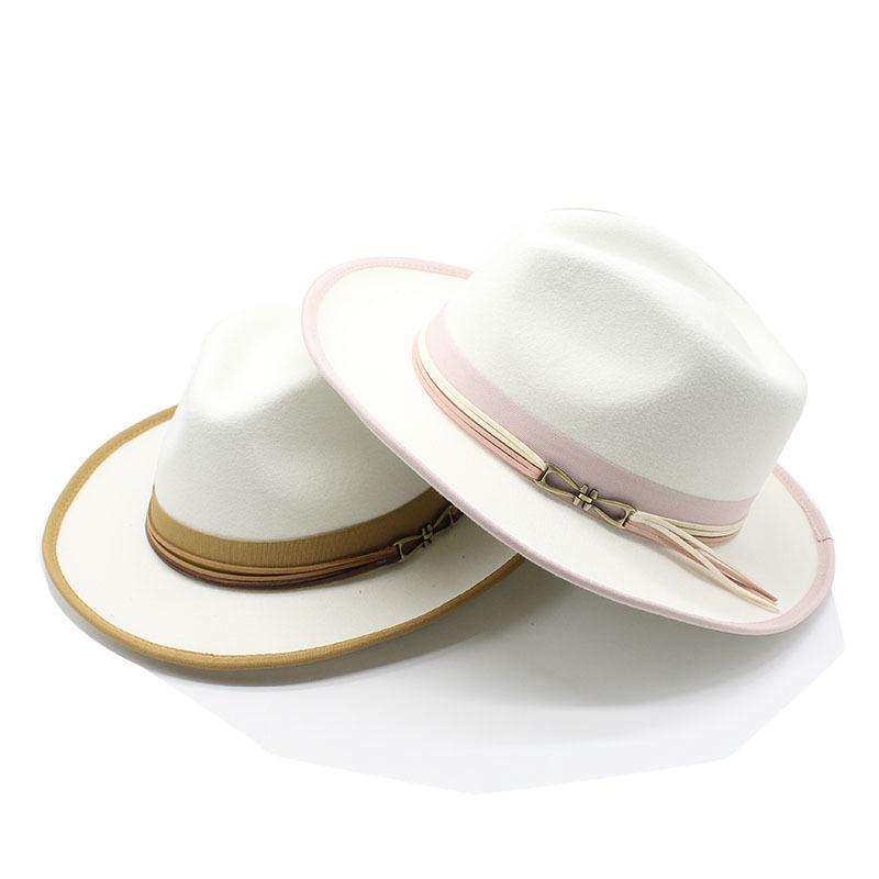 Wool Felt Jazz Hat Men'S Vintage British Wool Gift Hat Hemmed Felt Hat