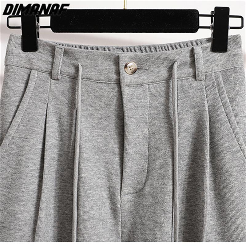 Dimanaf 2024 Большие размеры Длинные брюки Женские эластичные свободные однотонные хлопковые свободные повседневные женские базовые брюки