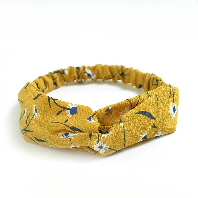 Перекрещенная повязка на голову, шифоновая маленькая цветочная маленькая свежая повязка на голову женская эластичная повязка на голову аксессуары для волос, головной убор