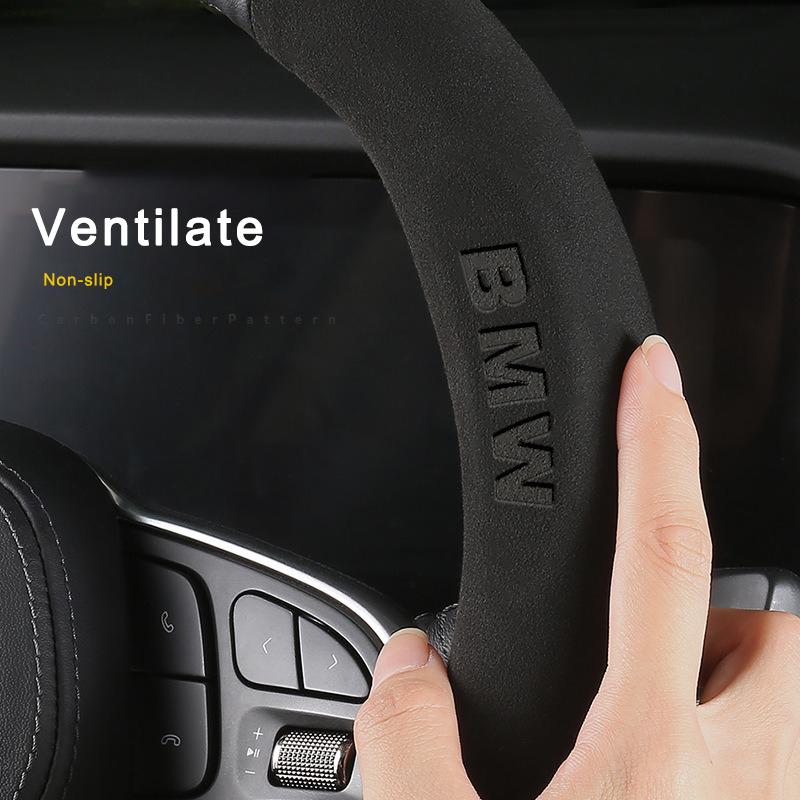 BBKZ6 Car Anti-Slip Carbon Fiber Texture+Suede Type Car Steering Wheel Cover For BMW M X1 X2 X3 X4 X5 X7 E36 E39 E46 E60 E70 E87 E90
