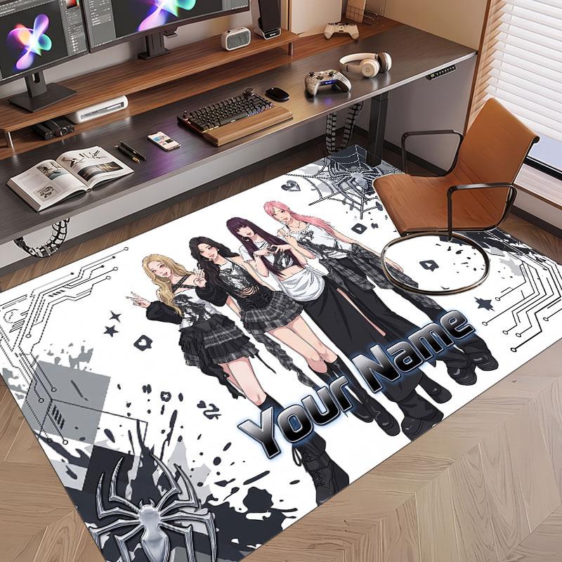 Custom Name Crystal Velvet Rug,aespa Comfortable Anti Slip Floor Mat For Room Decoration