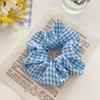Korea Women Hair Scrunchie Blue Plaid Dot Elastic Hair Bands Stretchy Hair Ties Summer Ponytail Holder Girls Hair Accessories