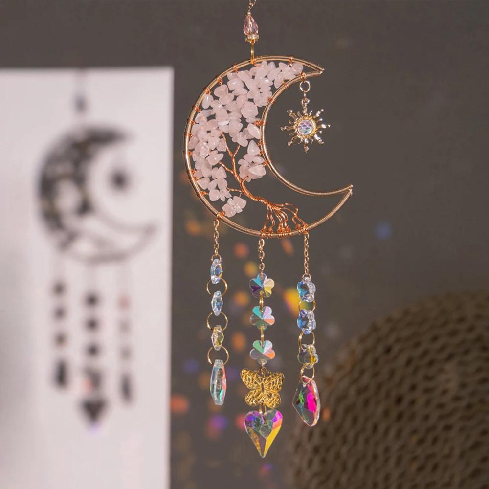 Suncatcher Crystal Dream Catchers Rainbow Catcher Crystal Stone Prism Star Moon Sun  Indoor Window Car Hangings Garden Decor