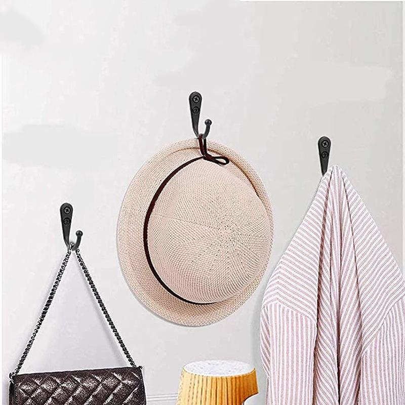 10Pcs Metal Hooks With Screws Wall Mounted Hanging Hook For Coat Towel Bags Caps Hanger Kitchen Bathroom Storage Rack Holder