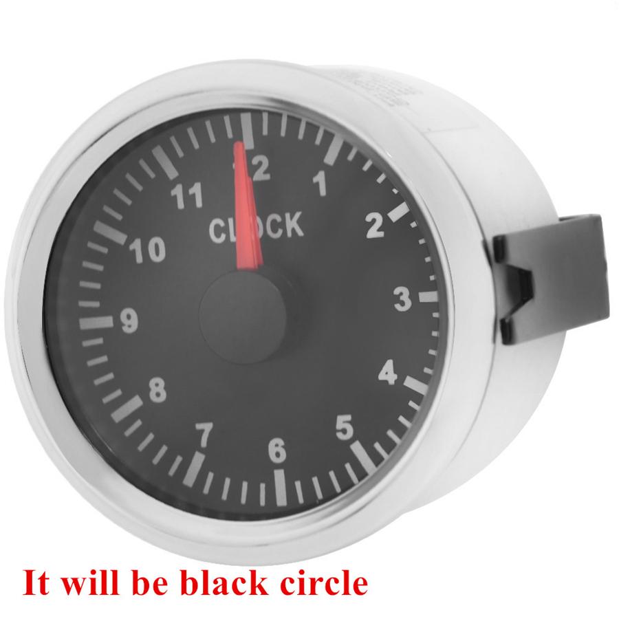 52mm Black Clock Gauges 12 Hours Meter Red Backlight Instrument For Car SUV Boat