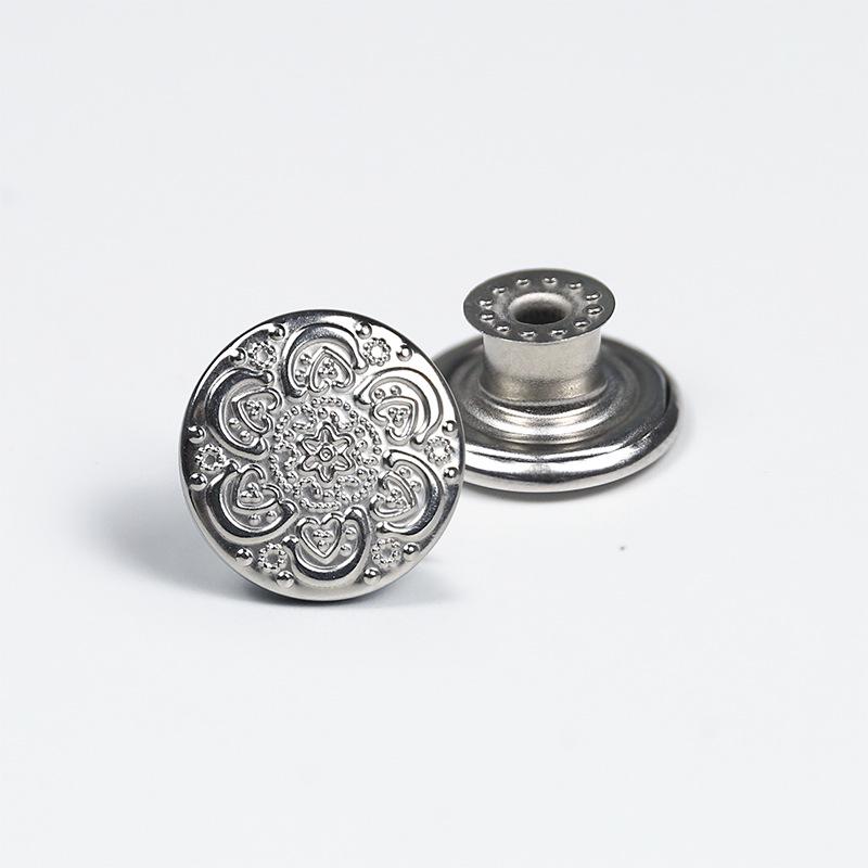 Античная бронза гладкая металлическая пуговица-гвоздик для джинсов, курток и комбинезонов с гравировкой