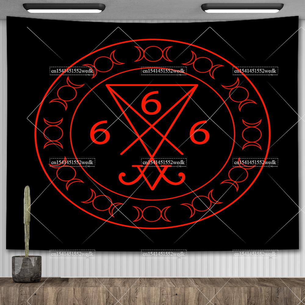 Хиппи Пентаграмма Викканский настенный гобелен Оккультный колдовской гобелен Эстетические сатанинские гобелены с головой козла Украшение гостиной