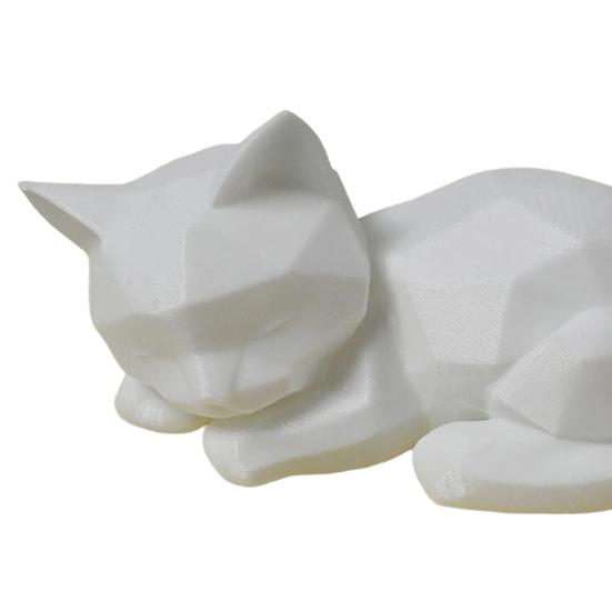 3D Printed Sleeping Cat Figurines, Geometric Cat Statue, Minimalist Cute Cat Art Crafts Decoration for Home Office Desktop Shelf