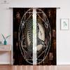 Узор Воин Руна Печатные Шторы Черно-Красные Полиэстеровые Волокна Шторы Спальня Гостиная Кухня Шторы 2 Шт.
