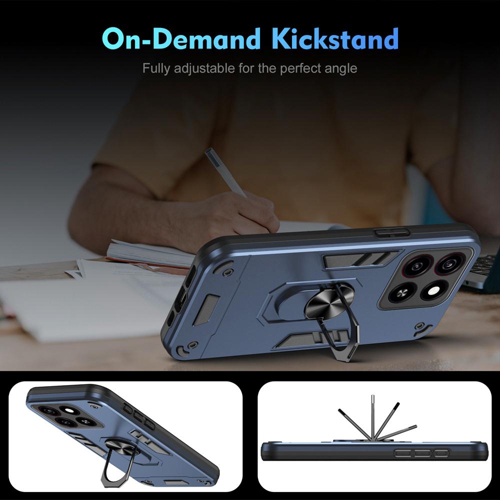 KEYSION Shockproof Armor Case for ZTE Blade A55 A35 Silicone+PC Camera Protection Ring Stand Phone Cover for ZTE Blade A35 A55