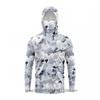 Mens Quick-Dry Ice Silk Long Sleeve Fishing Shirt With Hood Integrated Face Cover UV Protection Outdoor Sunproof Apparel