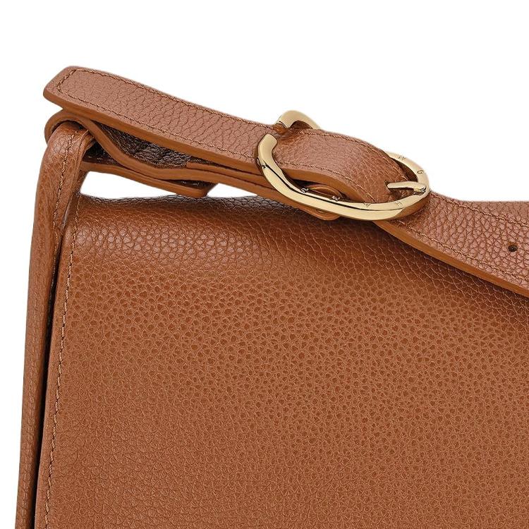 Longchamp Le Foulonné Magnetic Closure Adjustable Shoulder Strap Leather Shoulder Bag Medium Women Shoulder Bag Caramel 10297021121