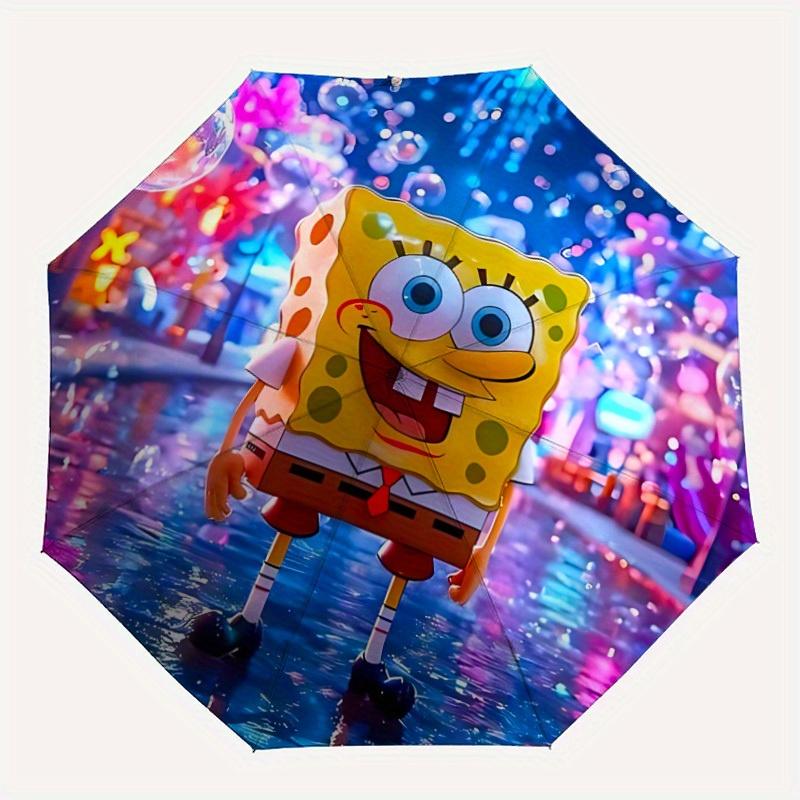 SpongeBob SeaWorld Automatic Open/close Umbrella, Heavy-Duty Iron Frame, Folding Portable Design, Travel, Everyday Use 181