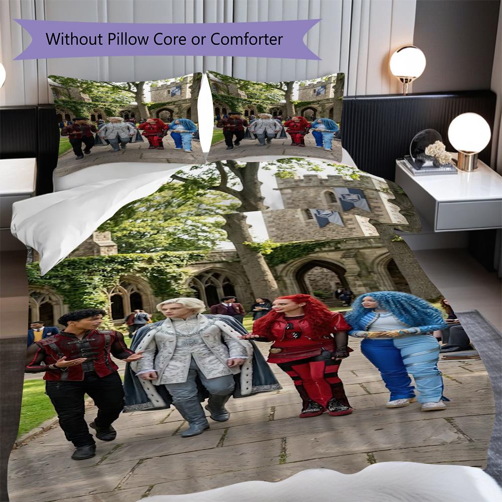 1PC Descendants pattern Bedding Quilt Set Quilt Cover Pillowcase Home Decoration Birthday Gift (1 * duvet cover + 2 * pillowcase, without core)