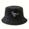 FisherUnisex's Hat Retro Washed Hat Flat Top Sunshade Hat Dinosaur Print Outdoor Soft Top Casual fisherUnisex's Hat Made Old Fishing