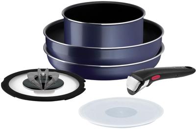 Набор кастрюль и сковородок Tefal со съемными газовыми ручками Neo French L16490 из 6 предметов, пламя, "Ingenio Blue", антипригарное покрытие