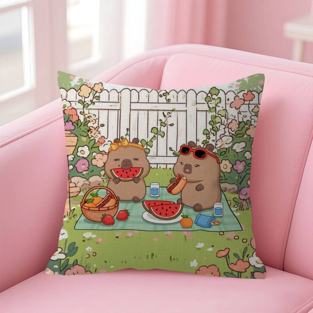 Anime CCapybara Cartoon Cute Pillow Cushion Cover Pillowcase Living Room Sofa Home Decor Customized