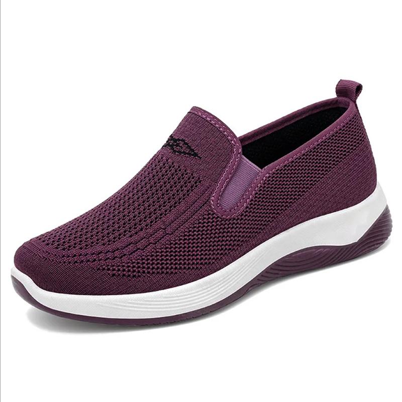 Женская обувь Мягкая подошва Тканевая обувь Большие женские повседневные сетчатые туфли Осенние кроссовки без застежек Женская вулканизированная обувь Zapatos Mujer