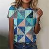 3D-печатная забавная клетчатая футболка для женщин, красочные геометрические графические футболки, летние топы Harajuku с круглым вырезом, футболки с короткими рукавами