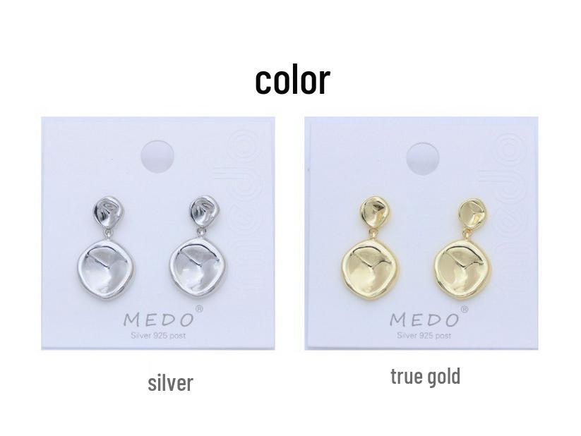 Минималистичные геометрические серьги-пусеты из серебряных игл S925, полированное золото, модная роскошь, трансграничные бестселлеры, ювелирные украшения для ушей.