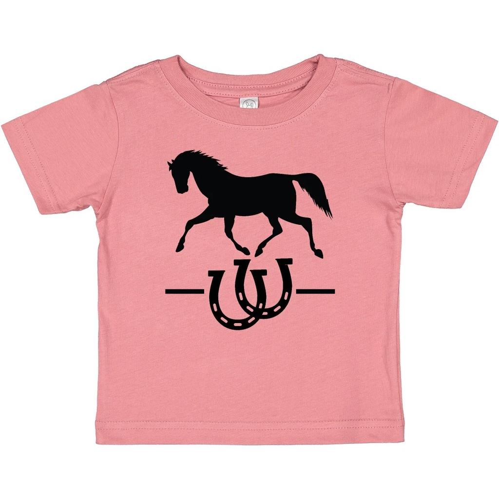 Inktastic Horse Silhouette Horseshoes Baby T-Shirt Animals Farm Equestrian Girl