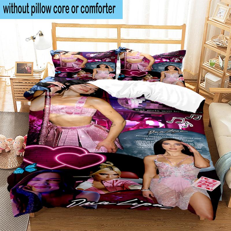 3PCS pop music Dua Lipa 3pcs Bedding,Including 3PCS Duvet Cover And 2pcs Pillowcases Perfect for Christmas,Ideal for Bedroom, Dormitory