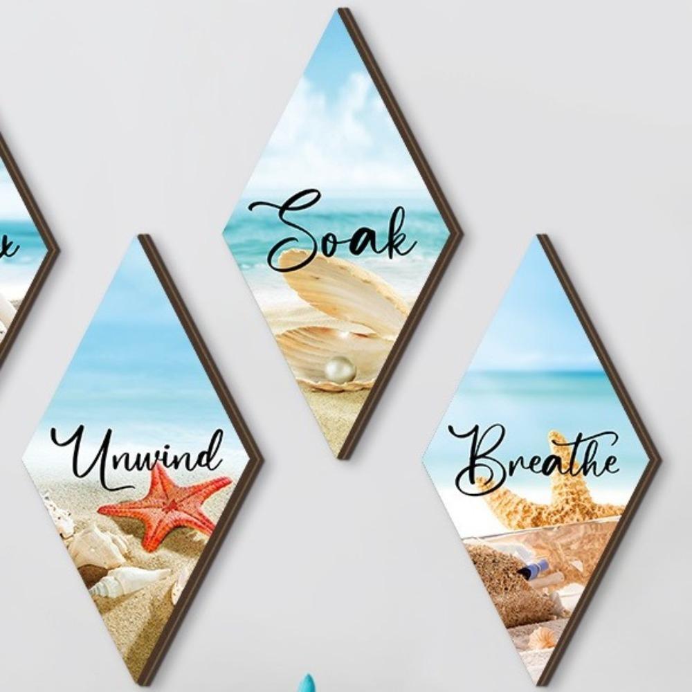 4pcs Wooden Summer Ocean Wall Ornaments Wall Art Ocean Animal Ornaments Summer Outdoor