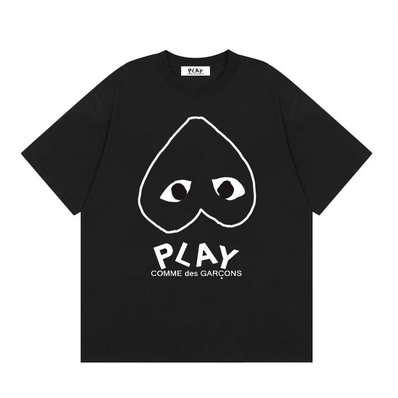 Cotton Short Sleeve T-Shirt With Heart Embroidery Couples Loose Fit Unisex Streetwear Tee