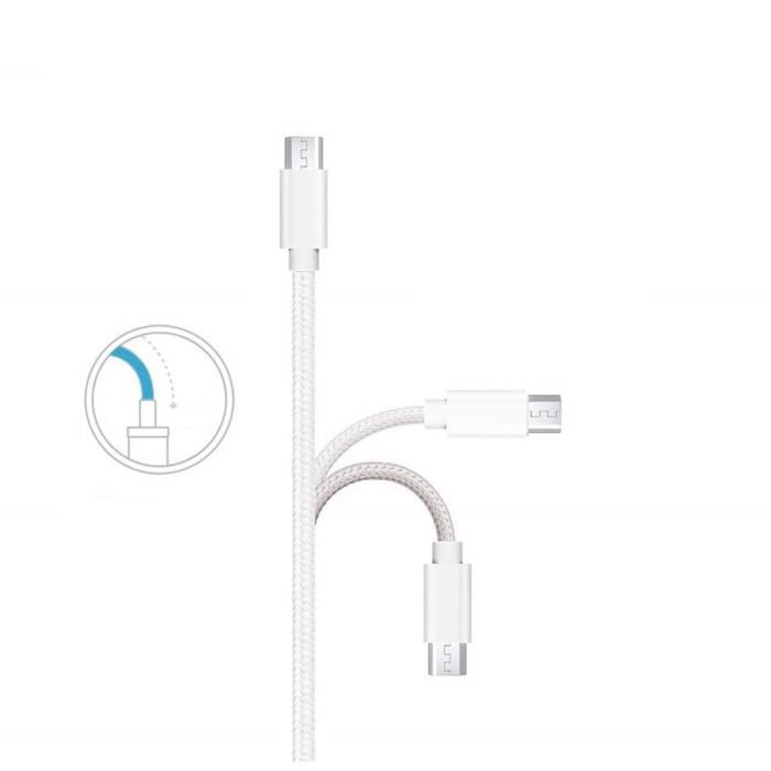 Лот 3 Кабеля для Sony Xperia XA ULTRA,X PERFORMANCE,Z1,Z2,Z3,Z5,Z5 COMPACT,M4 AQUA-Кабель USB Нейлоновая Оплетка Серебристый Белый[Phonillico®