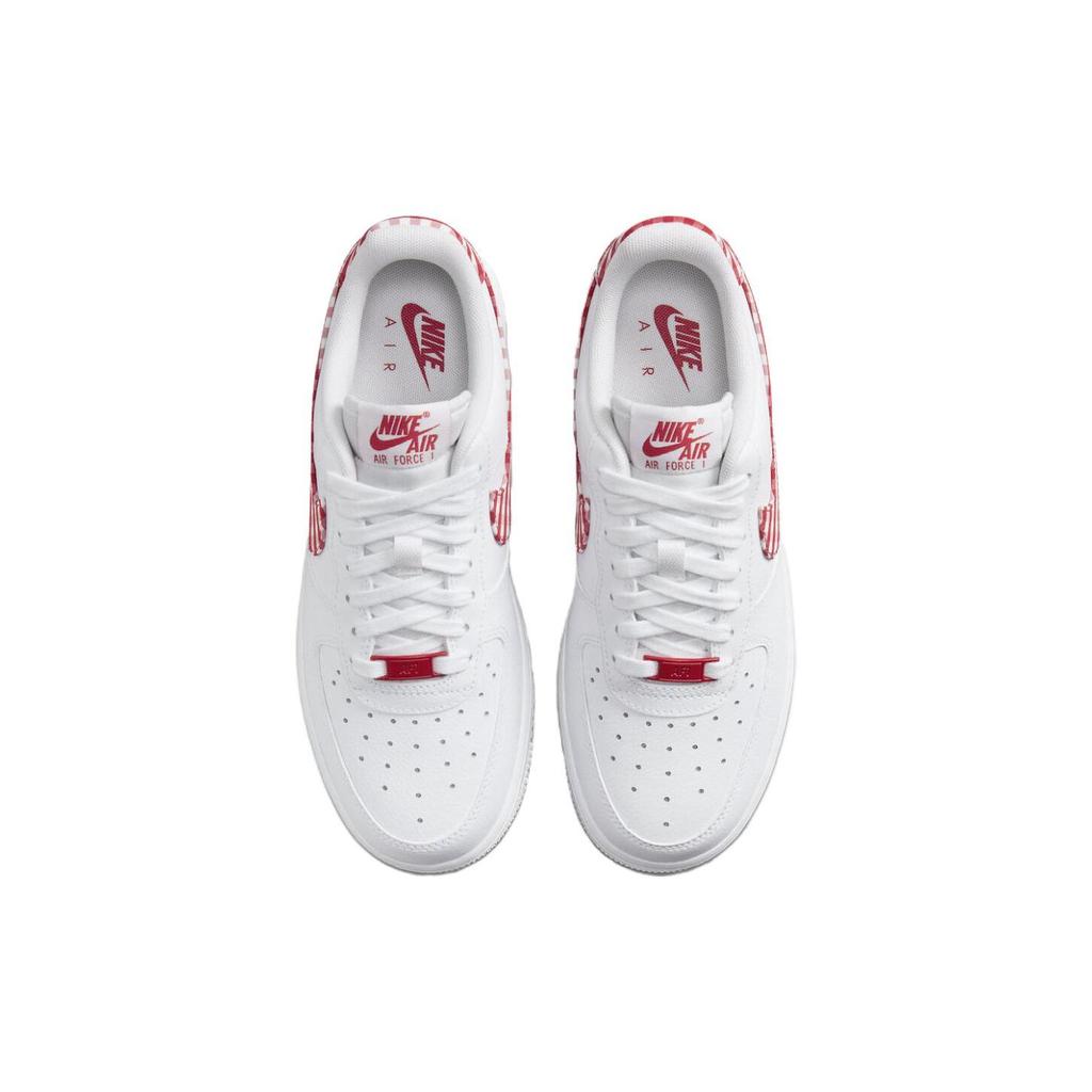 Nike Air Force 1 07 Essential Mystic Red Gingham Женские кроссовки Белые DZ2784-101