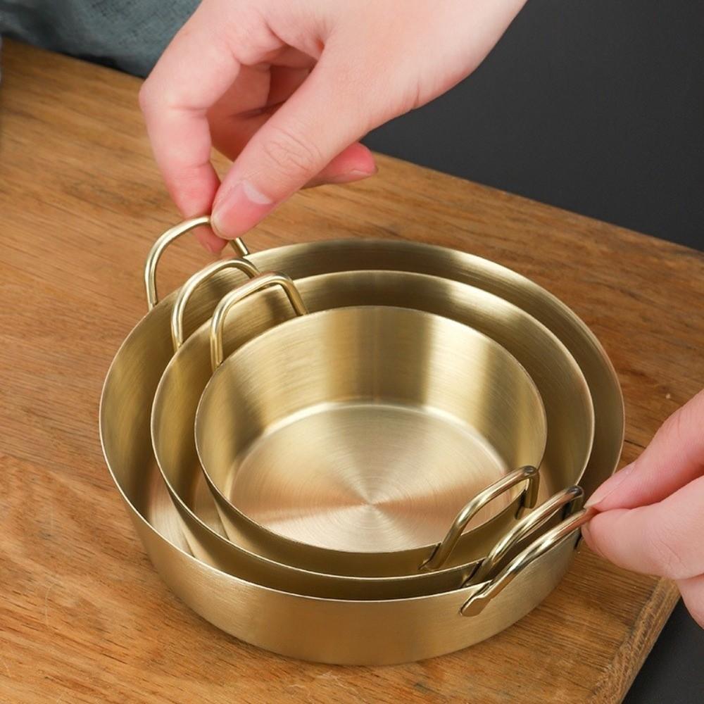 Round Two-Ear Snack Dish 304 Stainless Steel Dual Handle Bowl New Seasoning Cup Kitchen Use