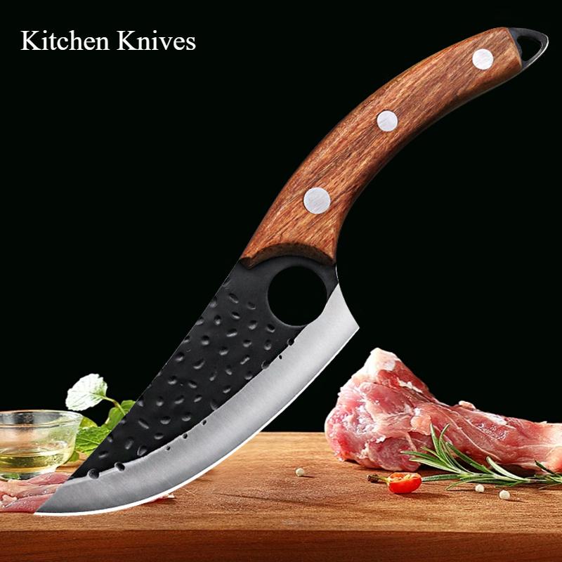 Острый разделочный нож 5Cr15MoV для кухни с деревянной ручкой, кухонный нож для резки, бытовой кухонный нож для отеля, прочный фруктовый нож высокой твердости