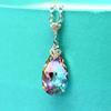 New Trendy Women's Necklace with Colorful Water Drop Cubic Zirconia Pendant Fashion Accessories for Party Luxury Jewelry