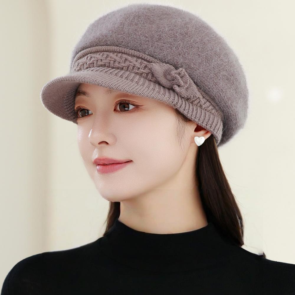 Новая Женская Мода Зимняя Теплая Шапка Плюшевая Меховая Подкладка Теплые Шапки Для Женщин Повседневная Кроличья Шерсть Уличная Вязаная Шапка