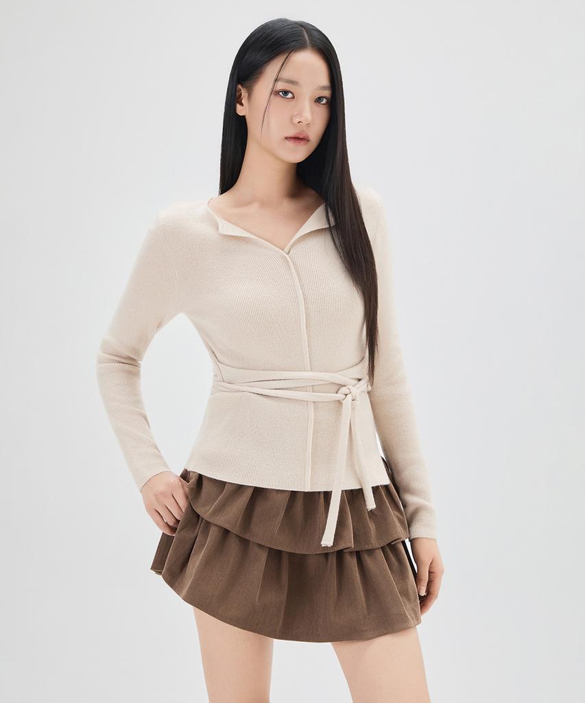 MIXXO Пуловер с открытым воротником и ребристой отделкой_Miwkag314T