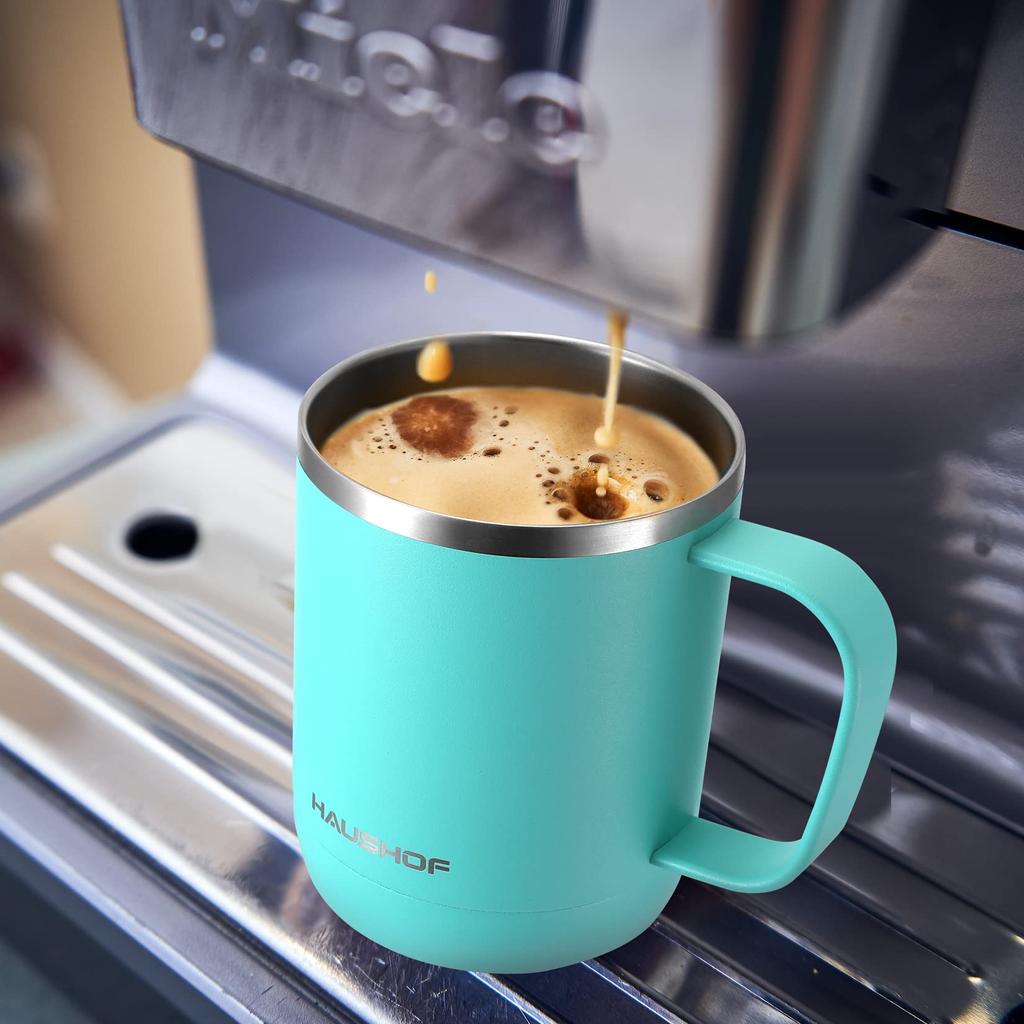 Кружка HAUSHOF из нержавеющей стали с вакуумной изоляцией и крышкой, чашка объемом 300 мл, двойная стенка, переносная кружка, стакан, кружка-бутылка, кружка для магазинов, уличная кружка