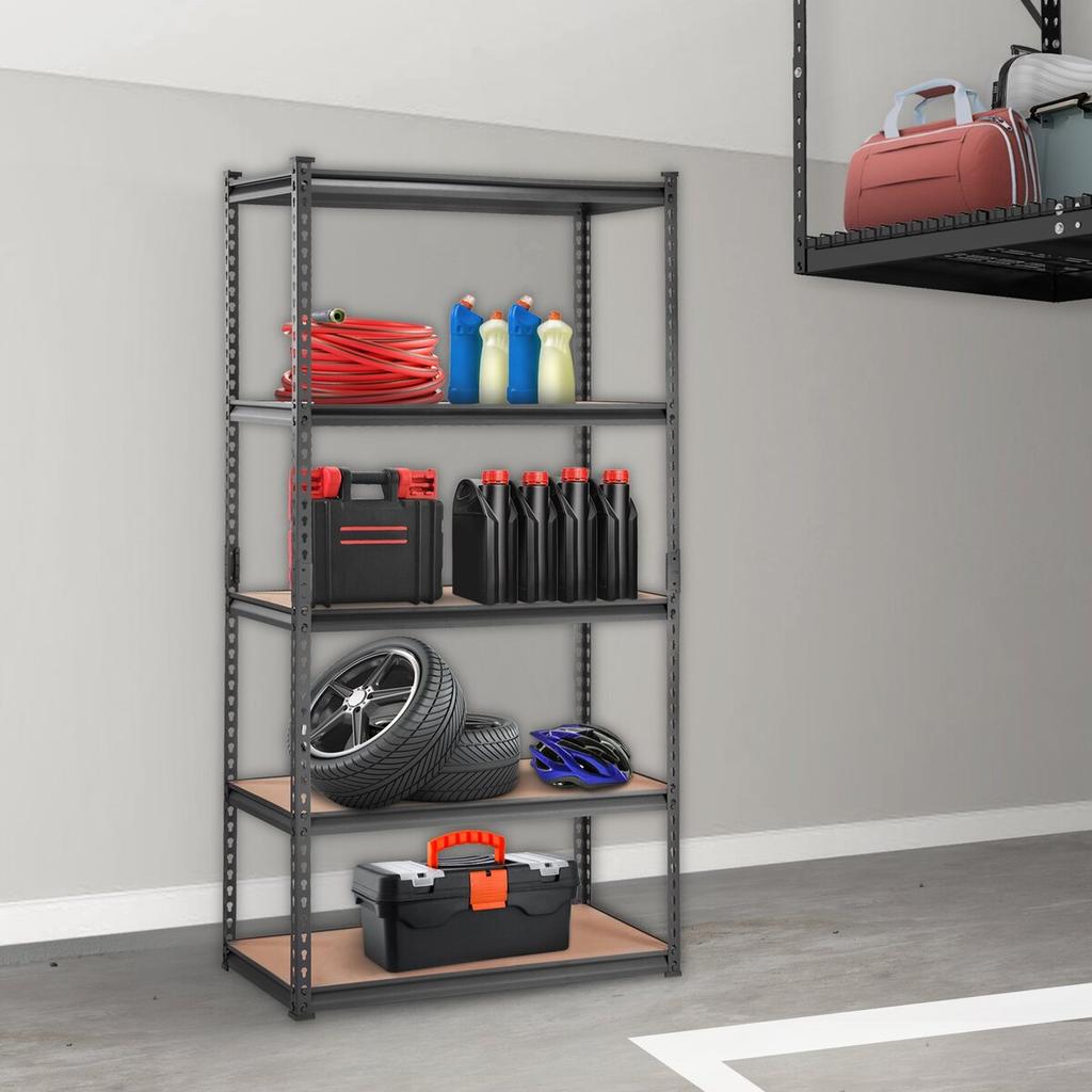 Storage Shelving Unit, 5-Tier Adjustable, 2000 lbs Capacity, Heavy Duty Garage Shelves Metal Organizer Utility Rack, Black, 36" L x 18" W x 72" H for