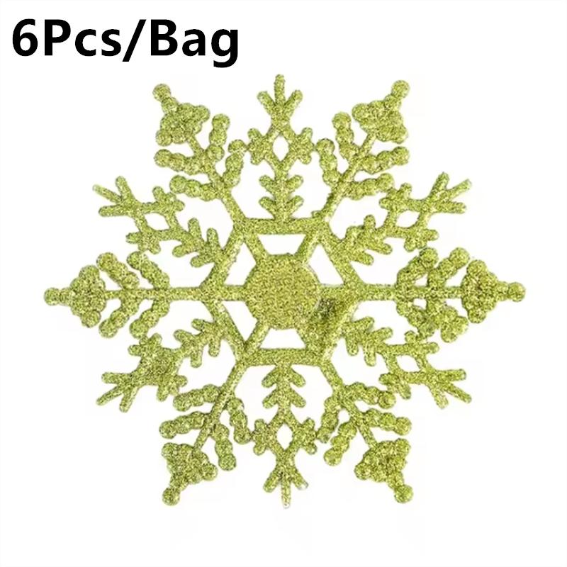 Украшения Рождественские снежинки 6 шт. Украшения Рождественская елка Серебряный блестящий кулон Искусственная пластиковая поддельная снежинка бусина