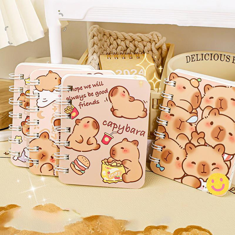 1 шт. Милая Капибара A7 спиральный творческий блокнот мультфильм канцелярские принадлежности школьный дневник мини-блокнот книга