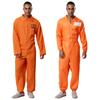 Unisex Adult Halloween Prisoner Cosplay Jumpsuit Lapel Long Sleeve One Piece Unitard Inmate Jail Uniform Costume
