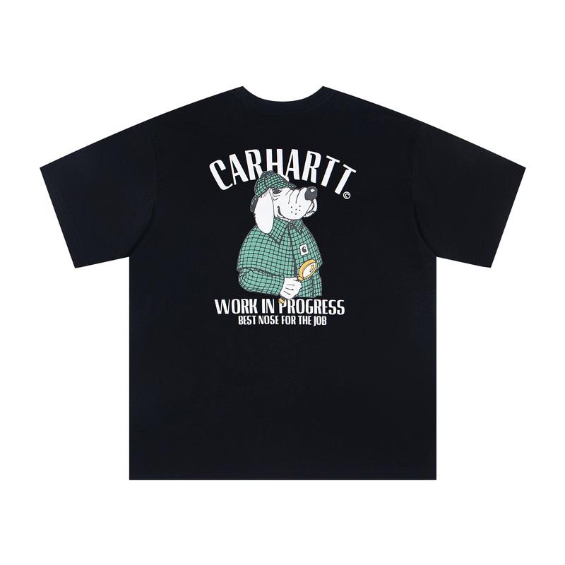 carhartt Лето 2025 года, новые мужские и женские хлопковые свободные футболки с круглым вырезом и новым принтом детективного узора