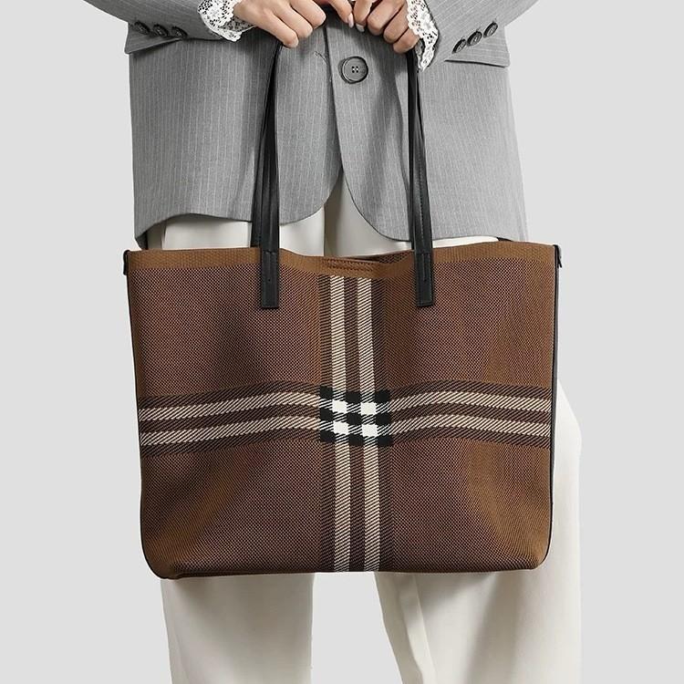 Новая большая сумка-тоут, повседневная универсальная сумка через плечо, тканевая полосатая сумка для покупок, женская сумка для поездок на работу