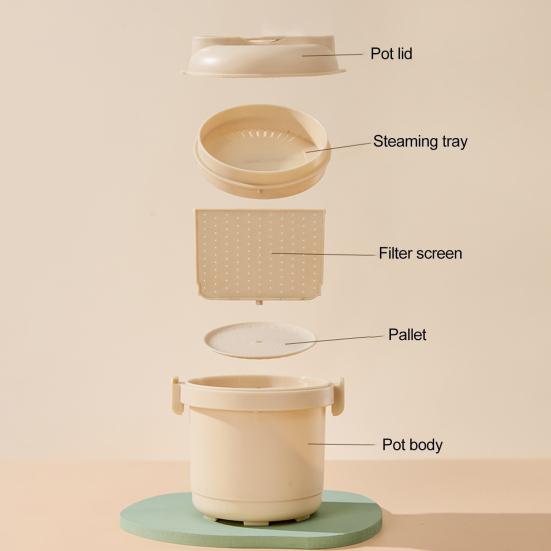 Микроволновая рисоварка пластиковая пароварка без бисфенола А с запирающейся крышкой для рассыпчатого риса 585 мл контейнер для овощей, пригодный для микроволновки